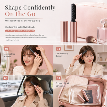 💇Add Crown Volume Instantly! Cordless Heated Bangs Styling Comb