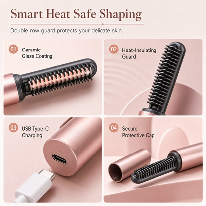 💇Add Crown Volume Instantly! Cordless Heated Bangs Styling Comb