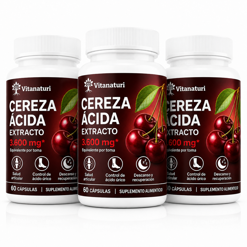 Vitanaturi® Extracto de Cereza Ácida Extraído en Frío – 3.600 mg | Sueño Profundo y Melatonina Natural