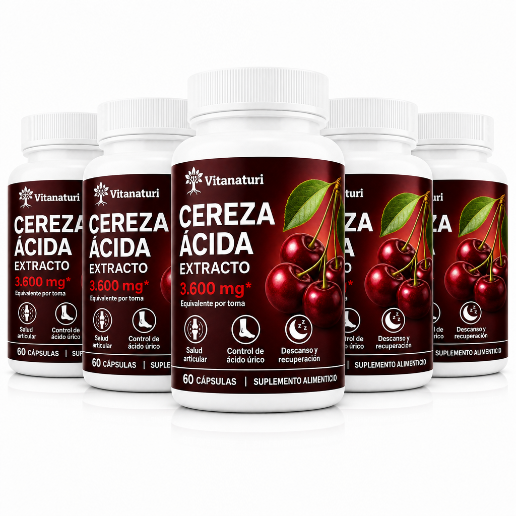 Vitanaturi® Extracto de Cereza Ácida Extraído en Frío – 3.600 mg | Sueño Profundo y Melatonina Natural