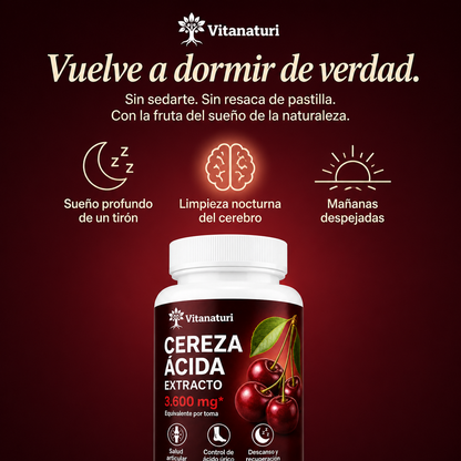 Vitanaturi® Extracto de Cereza Ácida Extraído en Frío – 3.600 mg | Sueño Profundo y Melatonina Natural