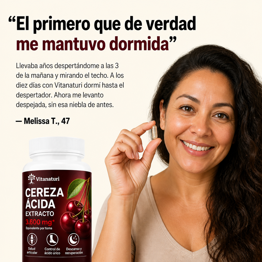 Vitanaturi® Extracto de Cereza Ácida Extraído en Frío – 3.600 mg | Sueño Profundo y Melatonina Natural