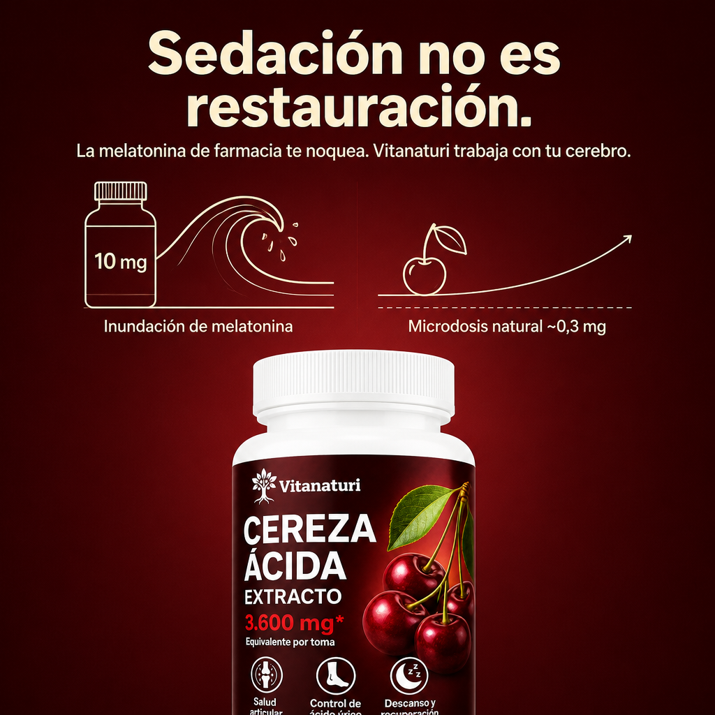 Vitanaturi® Extracto de Cereza Ácida Extraído en Frío – 3.600 mg | Sueño Profundo y Melatonina Natural