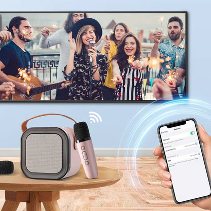🎤 Portable Wireless Karaoke Speaker with Dual Rechargeable Microphones and Dynamic LED Party Lights