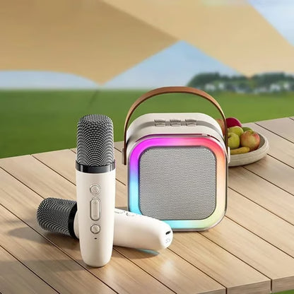 🎤 Portable Wireless Karaoke Speaker with Dual Rechargeable Microphones and Dynamic LED Party Lights