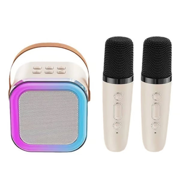 🎤 Portable Wireless Karaoke Speaker with Dual Rechargeable Microphones and Dynamic LED Party Lights