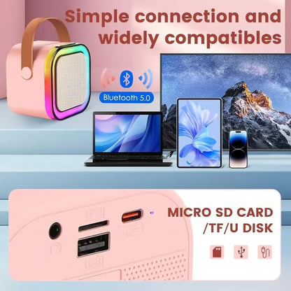 🎤 Portable Wireless Karaoke Speaker with Dual Rechargeable Microphones and Dynamic LED Party Lights