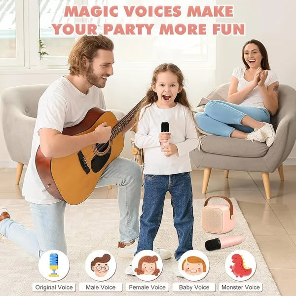 🎤 Portable Wireless Karaoke Speaker with Dual Rechargeable Microphones and Dynamic LED Party Lights