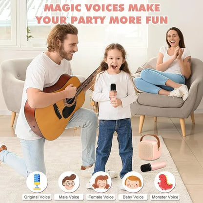 🎤 Portable Wireless Karaoke Speaker with Dual Rechargeable Microphones and Dynamic LED Party Lights