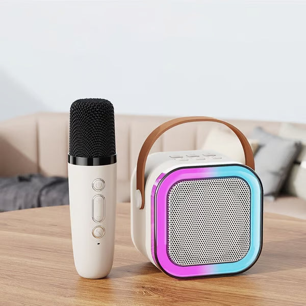 🎤 Portable Wireless Karaoke Speaker with Dual Rechargeable Microphones and Dynamic LED Party Lights