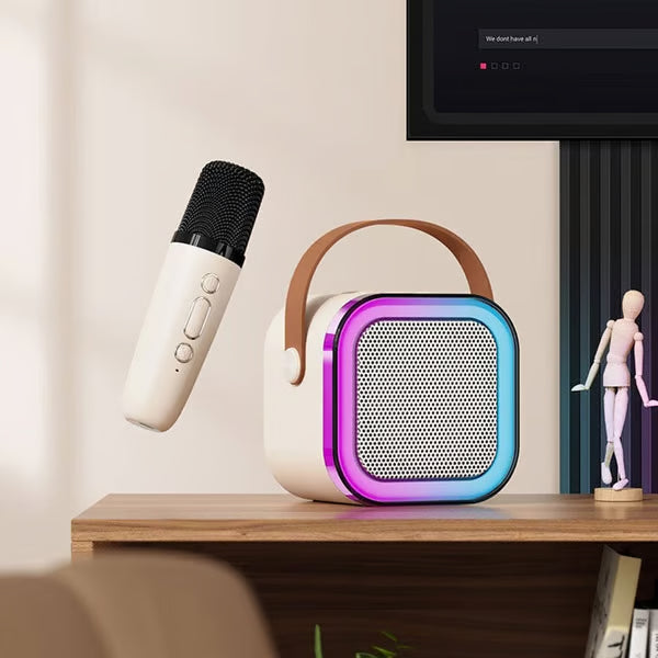 🎤 Portable Wireless Karaoke Speaker with Dual Rechargeable Microphones and Dynamic LED Party Lights