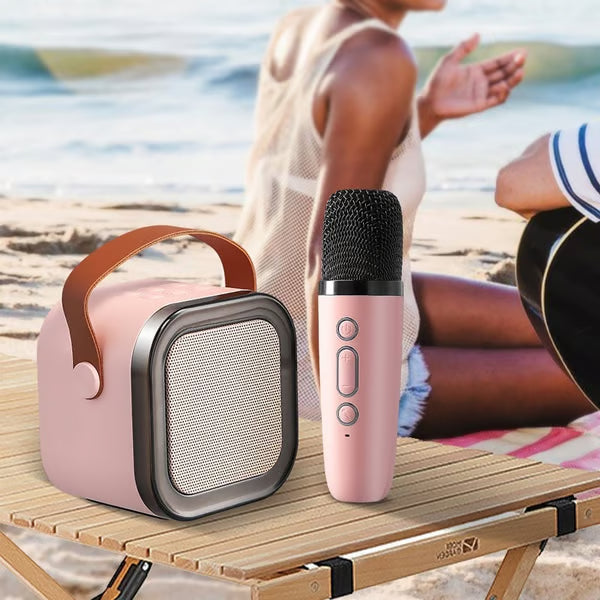 🎤 Portable Wireless Karaoke Speaker with Dual Rechargeable Microphones and Dynamic LED Party Lights