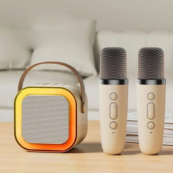 🎤 Portable Wireless Karaoke Speaker with Dual Rechargeable Microphones and Dynamic LED Party Lights