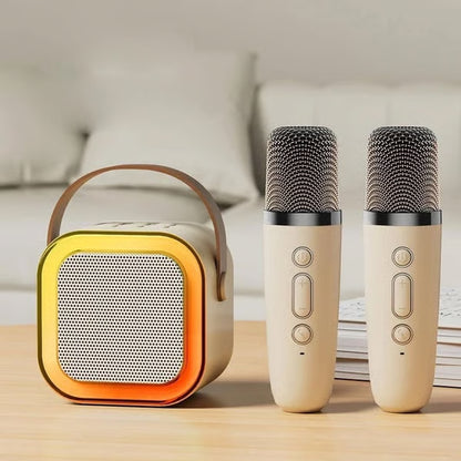 🎤 Portable Wireless Karaoke Speaker with Dual Rechargeable Microphones and Dynamic LED Party Lights