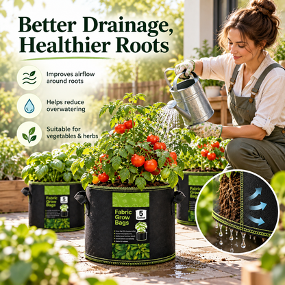 🌿 🥔Heavy Duty 5&10 Gallon Grow Bags 🥕🍅– Fabric Pots with Handles for Garden Plants